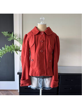Tulle vintage burnt orange peacoat jacket size M/L